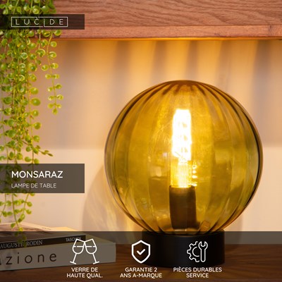 Lucide MONSARAZ - Lampe de table - Ø 25 cm - 1xE27 - Vert